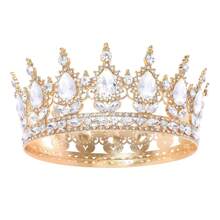 1pc Elegant Baroque Style Diamond Tiara, Luxury Princess Bridal Crown, Shining Round Headpiece For Women, Exquisite Wedding Hair Accessories, Not Washable, Special Occasion Jewelry