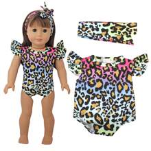 1 pieza Ropa para muñeca americana de 18", Traje de baño para muñeca con diseños lindos y coloridos de hojas, teñido anudado, y estampado leopardo, con diseño de manga acampanada, excelente regalo de cumpleaños/festividad para niñas y niños pequeños