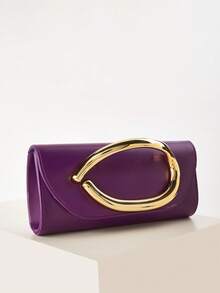 Retro einfarbige Clutch Tasche, vielseitige Handtasche, modische PU-Leder Tasche, geeignet für Frauen, kann für Hochzeiten, Partys, Bälle, Galas und andere Anlässe verwendet werden, stilvolle Damen Clutch Tasche - Violett - Übersicht 3