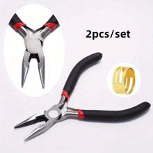 8pcs/Set,2pcs/Set Blck Senior Jewelry Making Tool Set, Includes Round Nose, Pointed Nose, And Wire Cutters, Non-Serrated Pliers For Beginners And Enthusiasts