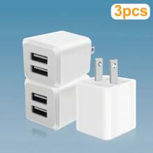 Cargador de pared USB, adaptador de cargador, cargador rápido de doble puerto compatible con iPhone 16 15 14 13 12 11 Pro Max 10 SE X XS 8 Plus para Galaxy S22 S21 S20, bloque de alimentación de carga rápida, caja/ladrillo adecuado para viajes, oficina, dormitorio y hogar con múltiples puertos