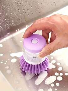 Push-Type Automatic Liquid Filling Pot Washing Brush Does Not Stick To Oil And Does Not Damage Pots And Dishes. Multifunctional Kitchen Decontamination Cleaning Brush With Non-Slip Handle