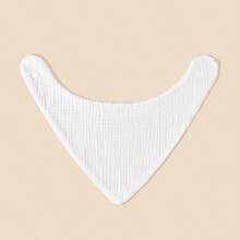 4pcs/Set Baby Bibs, 100% Cotton Soft & Breathable, Suitable For Newborns, Solid Colors, Unisex - White - View 4