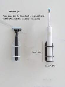 1pc Electric Toothbrush Holder, Wallmount No Drilling Toothbrush Rack Stand Bathroom Toothbrush Hanger For Electric Toothbrush Back To School - Black - View 3