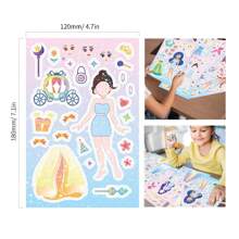 8 Cute And Colorful Fairy Tale Princess Face-Changing Stickers, Dress-Up Stickers, And Cartoon Girl Puzzle Stickers School Supplies, Back To School