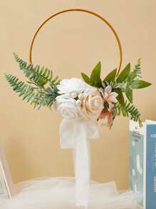 Hochzeit Gold Reifen Brautjungfern Blumenstrauß für Bridal-Shower, Zeremonie Jahrestag Kranz Tischdekorationen zum Aufhängen an der Wand