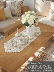 1pc Vintage Crochet Elegant Hollow Out Table Runner, Simple Style, Suitable For Home, Dining Room, Coffee Table, Chest Of Drawers, Home Decor, Holiday Decor, Dinner Party, All Season, Multi-Size Options