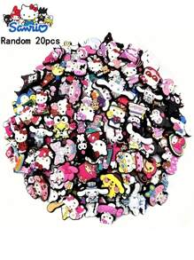 Sanrio Sanrio Hello Kitty Classic Plastic Shoe Charms Set, DIY Shoe Pendant, Fashionable Cartoon Design, Decorative For Hair Accessory, Phone, Bag, Shoes, Backpack, Random 10/20/30/50/100pcs, Suitable For Shoes, Sandals, Bracelets, Wristbands, Party Gifts, Graduation Gifts, Birthday Gifts, Girls Will Love It!