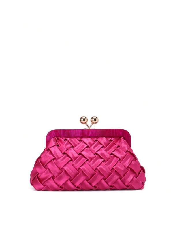 Bolso de mano de satén elegante con textura tejida y herrajes dorados de acrílico - Bolso de noche para mujer con cadena desmontable, perfecto para bodas, fiestas de cumpleaños, aniversarios - Regalo de lujo para novia, madre, mejor amiga (Navidad, Día de San Valentín)