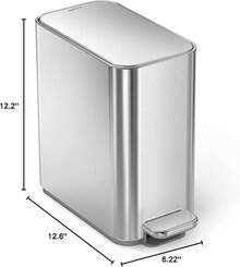 Simplehuman Small Bathroom Trash Can With Lid, Stainless Steal Waste Basket, 5 Liter / 1.3 Gallon, White - Brushed Stainless Steel - View 9