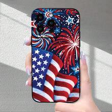 Fireworks American Flag Pattern Phone Case With A Premium Matte Feel, Newly Popular, Full Lens Protection, Shockproof, Drop-Resistant, And Fingerprint-Proof Phone Cover Suitable For Iphone 16/15/14/13/12/11/X/XR/XS/8/7/SE Mini Plus Pro Max Series - màu đen - Xem 8