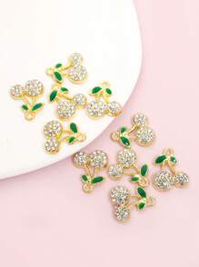 10 Stücke süße niedliche rote Kirsch Emaille Tropfenöl Anhänger mit glänzenden Strass-Einlagen, 6 Stile zierliche Fruchtform Zinklegierung Anhänger für DIY sommerliche, leuchtende Halskette, Armband, Ohrringe, Schlüsselanhänger, Handykette, Taschen Accessoire - Modeschmuck für Mädchen im Alltag, ideales Geschenk für Freunde