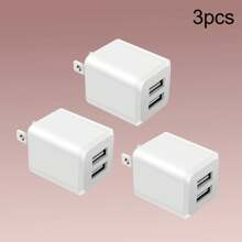 Cargador de pared USB, adaptador de cargador, cargador rápido de doble puerto compatible con iPhone 16 15 14 13 12 11 Pro Max 10 SE X XS 8 Plus para Galaxy S22 S21 S20, bloque de alimentación de carga rápida, caja/ladrillo adecuado para viajes, oficina, dormitorio y hogar con múltiples puertos