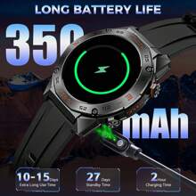 JELLOO Montres connectées pour hommes (répondre/passer des appels), montre connectée robuste pour l'extérieur 450 mAh, tracker de fitness avec surveillance du sommeil, montre connectée tactique et étanche pour le sport, compatible avec les téléphones Android et iOS