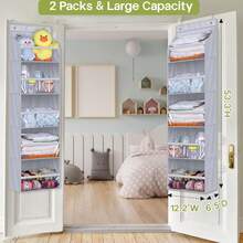 AOODA 2 Pack Over The Door Organizer, Large Capacity Closet Door Hanging Organizer, Clear Deep Pockets Organizer Storage For Nursery, Bathroom, Bedroom, Pantry, Diapers (Grey) - Beige - View 9