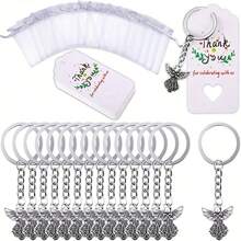 20pcs/Set, Guardian Angel Keychain Pendant, With Sandbag And Card, Suitable For Wedding Party, Birthday Party, Baptism, Communion, Thanksgiving Gifts And Keepsake Distribution