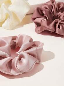 Set da 4 elastici per capelli in satin colorato, adatti all'uso quotidiano, scrunchies