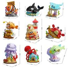 9 Sets Of 3000+PCS Undersea World Animal Toys, ABS Material, Decompression Building Blocks, Holiday Gifts, Desktop Decor - Multicolor - View 4