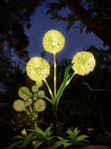 1 Peça Luz de Dente-de-leão de LED Alimentada por Energia Solar, 3 Cabeças de Flores Artificiais Multicoloridas com Efeito Luminoso para Jardim, Pátio e Decoração de Gramado - Perfeito para Festas e Temporada de Formatura, Luzes de Jardim Solares