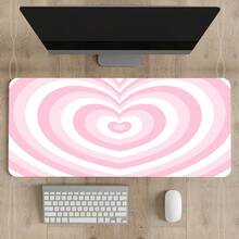 1 件粉色和白色覆盖爱心激光卡通可爱女孩鼠标垫，时尚印花键盘游戏配件鼠标垫，办公电脑 PC 游戏玩家笔记本电脑桌垫，天然橡胶防滑办公鼠标垫