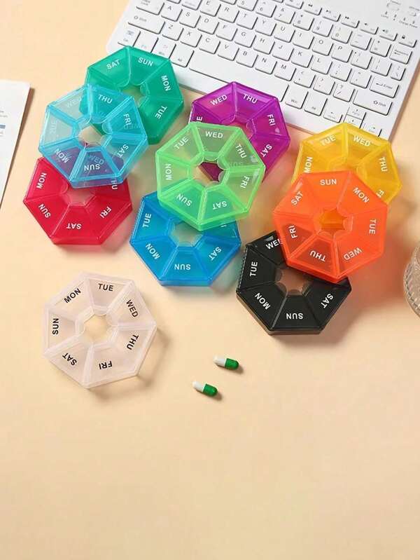 1pc 7Days Pill Box Weekly Tablet Rack Portable Travel Mini Pill Box Pill Box Tissue Storage Container