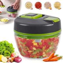 Procesador de alimentos manual 3 en 1, picadora, cortadora de vegetales para cebollas, ajo, frutas y nueces, con cuchilla de corte de tiras accionada a mano