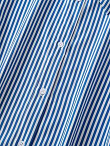 Women Casual Striped Print Shirt - Blue and White - View 7
