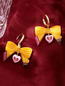 1 par de aretes con diseño de lápiz, regalos creativos de vuelta a la escuela para adolescentes, el mejor regalo para hijas y nietas - Multicolor - Ver 3