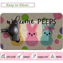 Easter Bunny Doormat Rug Rabbit Welcome Polka Dot Outdoor Outside Doormat Mat Non Slip Rubber Backing Entrance Holiday Indoor Front Kitchen Decoration 14 X 26 Inch Floor Mat Doormat Shedding Doormat