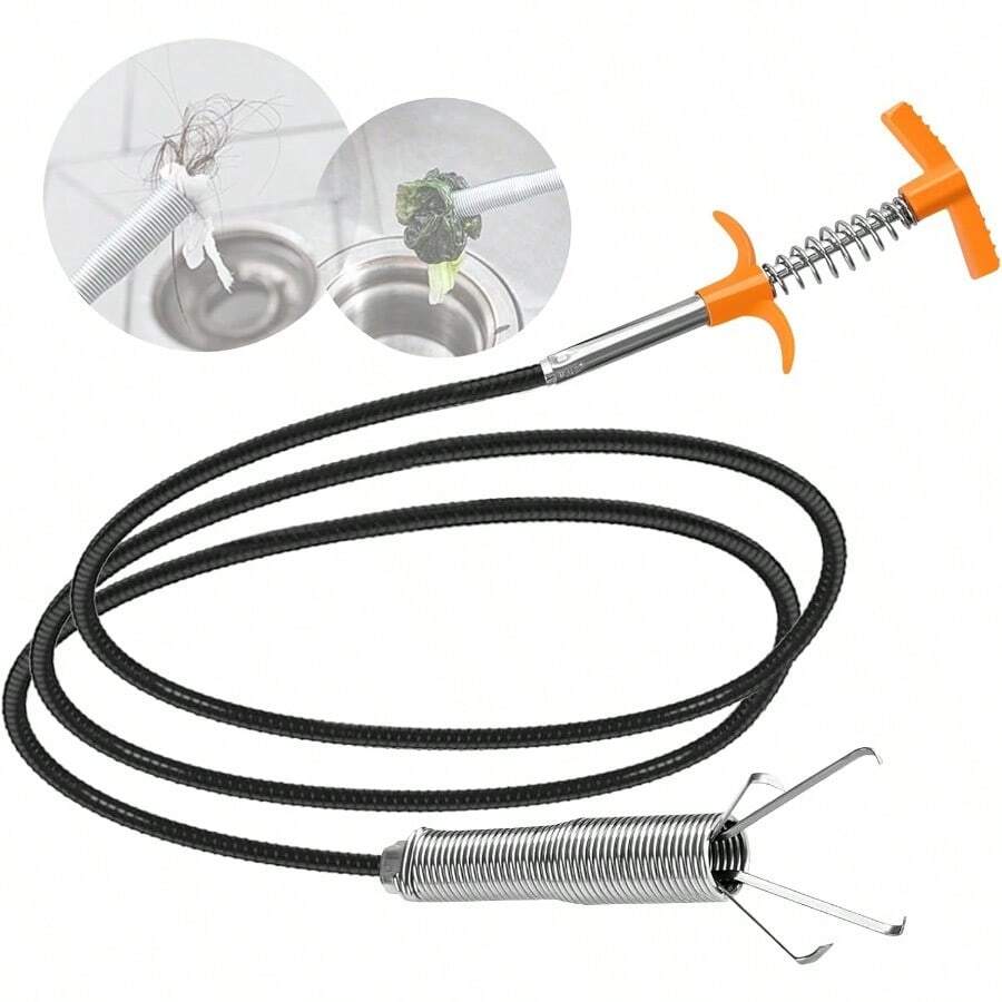 New Upgrade 35 Inch Drain Snake Hair Drain Clog Remover Tool Sink Drain Cleaner For Toilet Sewer Shower Kitchen Bathroom Tub Clogged Drains Opener Cleaning Tool Flexible Grabber Claw Pick Up Tool