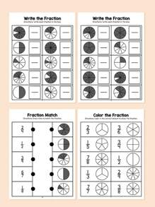 Cuaderno de ejercicios básicos de fracciones para niños, educación preescolar para aprender sobre fracciones de manera interesante, desde lo superficial hasta lo profundo. Incluye pared de fracciones, gráfico de fracciones, eje de fracciones, comparación de tamaño de fracciones, diversos formularios de comprensión de fracciones, ejercicios de suma y resta de fracciones. Es una excelente herramienta de aprendizaje de matemáticas para niños, para aprendizaje familiar, práctica escolar, ocio al aire libre y regalo para niños. Día de la Madre
