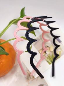 4pcs Ladies' Simple Basic Hair Hoop With Big Wavy Shape, Makeup Headband, Plastic Hair Hoop With Elegant Style,