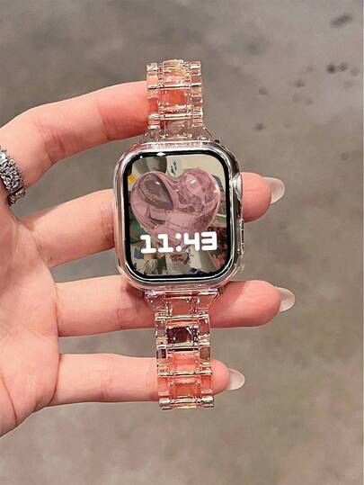 1 件女式黑色彩虹表带亚克力腕带兼容 表带 44mm 45mm 46mm Ultra 49mm 42mm 40mm 38mm 41mm，时尚纤薄透明替换表带兼容 Series 10 Ultra 9 8 SE 7 6 5 4 3 2 1，时尚智能表带兼容 表带，手链表带配件，兼容 表带适用于智能手表