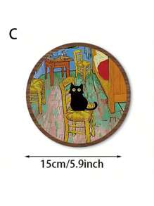 5 Stücke Boho-Stil schwarze Katze Wanddekoration Wandbehang Holzkunst Cartoon Logo Heim Wandkunst Dekoration, Bauernhaus Wohnzimmer und Schlafzimmer Heimdekoration, ländlicher pastoraler Stil Behänge, Hotel Veranda Dekorationskraftstoff