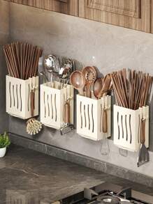1pc Piece Kitchen Utensil Rack: Wall-Mounted Or Standing Tableware Storage Organizer - Removable Wall-Mounted And Vertical Design, Suitable For Home And Restaurant Use - Plastic Material,Kitchen Storage Rack, Home Storage Organization For Refrigerator