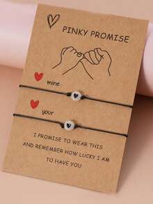 1pc Heart Luminous Retro Bracelet, Boy And Girl Multi-Color Luminous Friendship Bracelet Set, Graduation Season Gift, Back To School Season Birthday Gift Jewelry Set