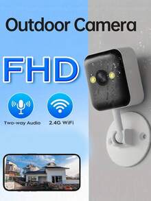 JOOAN 1PC 1080P HD Wireless Home Camera, 2-Way Audio Siren, Motion Detection, IP66 Waterproof, Cloud & SD Card Storage, Color Night Vision, 2.4G WiFi Connection,Security Camera Indoor Outdoor Wifi Camera For Home, Samrt Camera,Halloween Events - Black and White - View 1