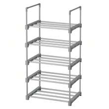 Estante Zapatero, Estante para Zapatos, 5 Niveles, Metal, Apilable, Ahorra Espacio, Almacenaje Zapato, Multifuncional, para el Pasillo, Dormitorio, Sala de Estar, Gris - Gris - Ver 10