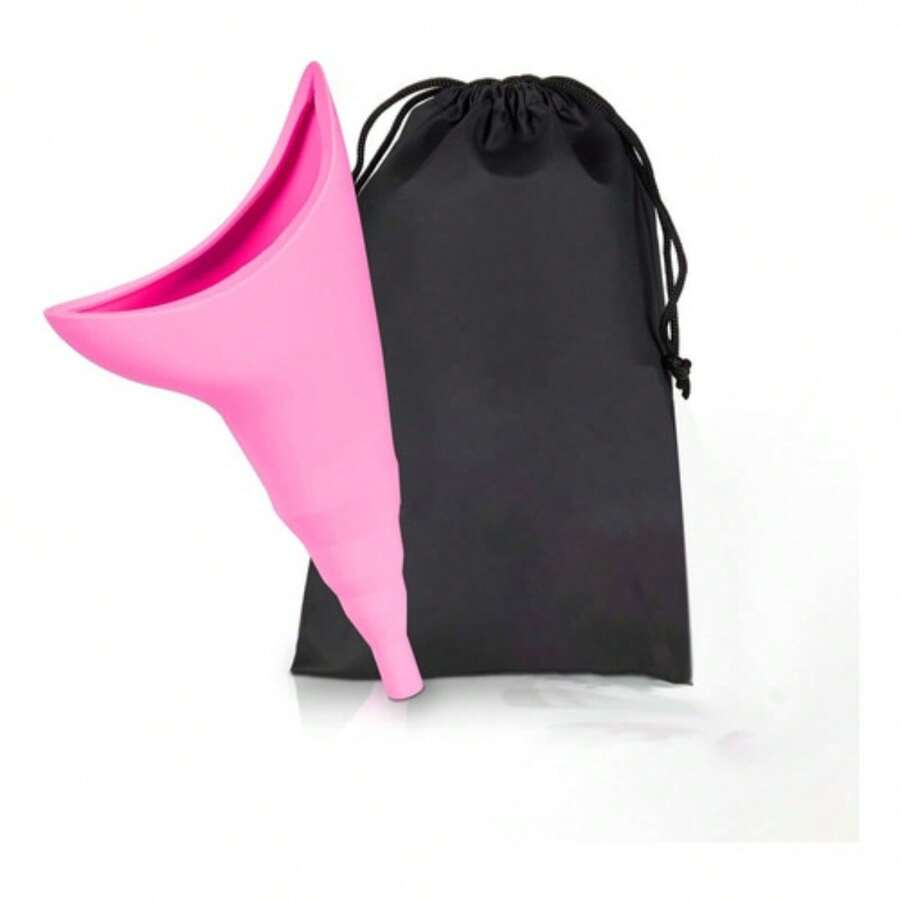 Juego urinario femenino portátil 22 cm equipo de micción set para viaje actividades al aire libre práctico fácil de limpiar discreto reutilizable - Rosa - Ver 1