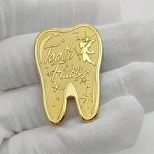 1pc Tooth Fairy Changing Teeth Golden Coins Gift Changing Teeth Collection Coins Golden-Plated Coins
