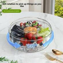 1 Set, Salad Bowl, Frozen Condiment Server With Clip And Dip Tray, Ice Chilled Platter With 5 Removable Containers, Fruit Tray With Lid, Perfect For Party, Ice Bowl, Serving Container For Fruit, Snack And Sauce, Kitchen Accessory - Clear - View 6