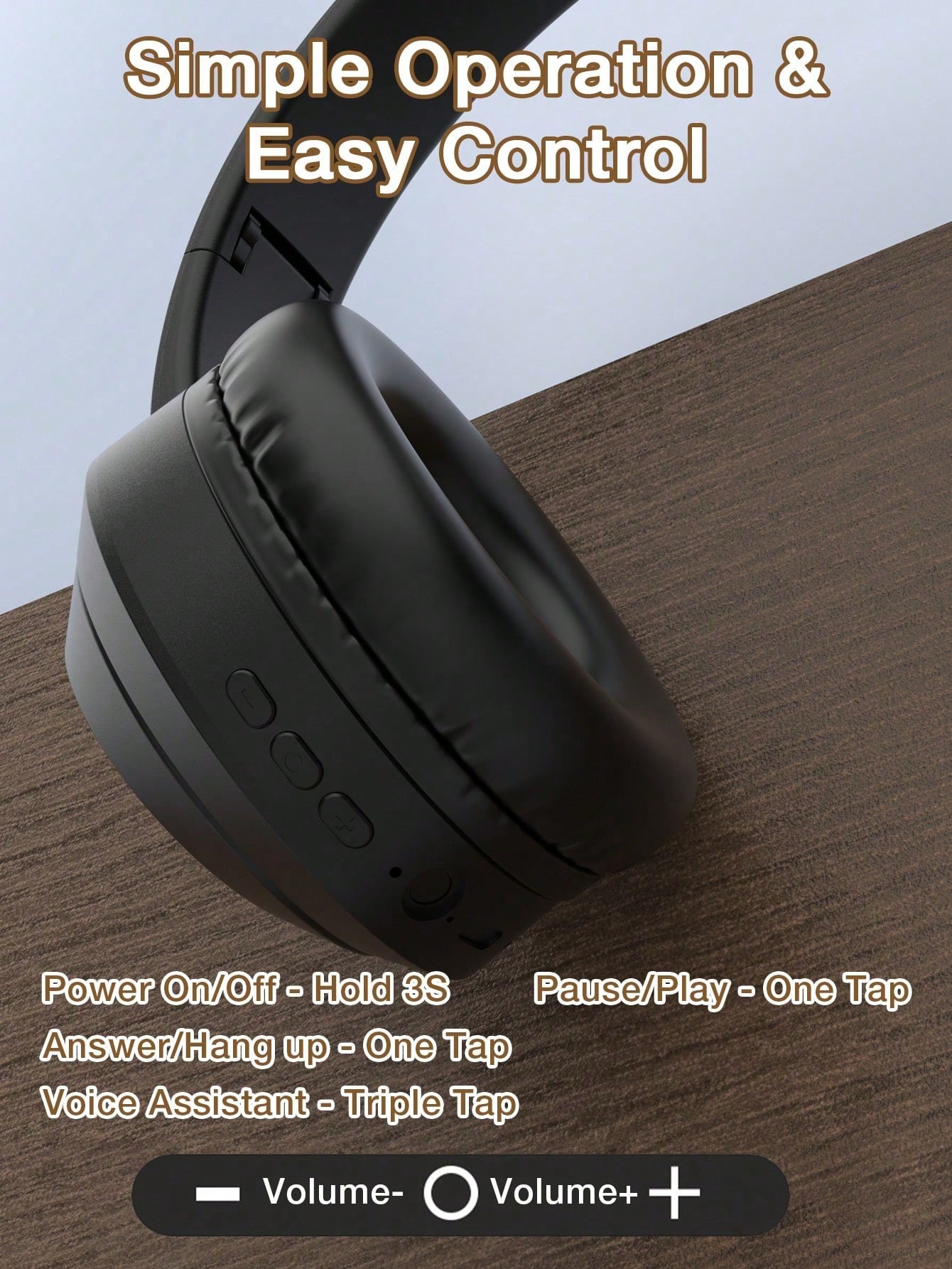 GENAI سماعات رأس لاسلكية مع ميكروفون، صوت استريو ع...