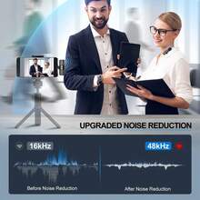 Wireless Lavalier Microphone For IOS Type-C And Android Cameras, Plug And Play, Professional Noise Cancelling Clip-On Microphone For Creators And Interviews (50mAh Rechargeable Battery) - Black - View 7