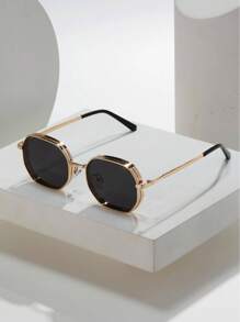Nouvelles lunettes de mode rétro géométriques, monture en métal simple et élégante de haute qualité. Lunettes punk convenant pour le port quotidien décontracté, les fêtes, la photographie de rue, les défilés de mode