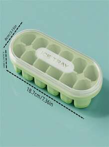 1pc Large Capacity Ice Cube Tray With Lid, Easy Release, For Home Kitchen Freezer, Green