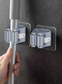 1/4 piezas Soporte para trapeador sin taladrar, Gancho para trapeador de baño, Ganchos adhesivos multiusos para colgar escobas