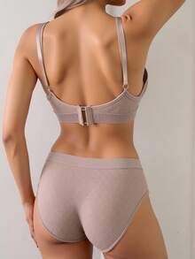 Conjunto de top de tirantes con ribete negro y braguita a juego - Morado Violeta - Ver 2