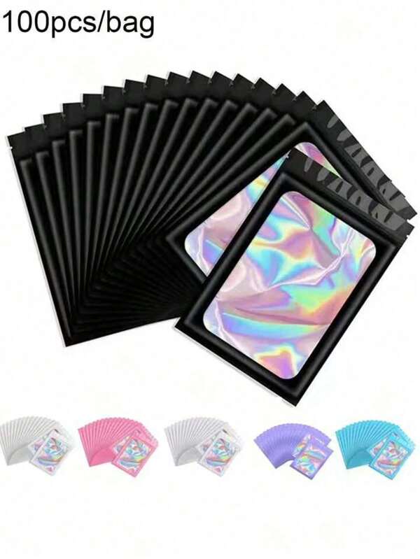 100Pcs Anti-Oxidation Jewelry Bags, Clear Jewelry Zipper Bags, Small Jewelry Organizer, Ring Earring Storage Bags, Self Seal Jewelry Packing Pouch, Home Decor, Christmas Gift, New Year Gift, Gift For Man, Gift For Woman Translucent Smell Proof Mylar Bags Resealable Odor Proof Bags Holographic Packaging Pouch Bag With Clear Window