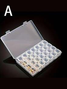 1 个透明收纳盒、28 格 DIY 钻石画盒、珠宝收纳盒、假指甲塑料收纳盒、水钻珠收纳盒等、美甲用品、美甲工具、美甲工具、返校、指甲、按压指甲用美甲工具