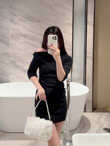 1 件优雅玫瑰花图案晚宴包、女士派对手提包、甜美珍珠手提单肩包、纯色水桶包、新娘手拿包（图案随机）、情人节礼物 - 白色 - 查看 12